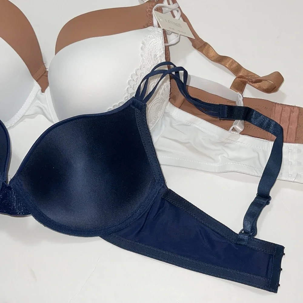 Bundle 3 Pieces  Comfort Fit Push Up Padded T- Shirt 3 Hooks Bra Cup D & DD.